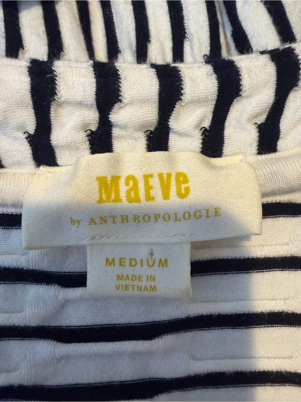 Maeve x Anthropologie Paladino Textured Dress Black White Striped Size Medium - Picture 7 of 8